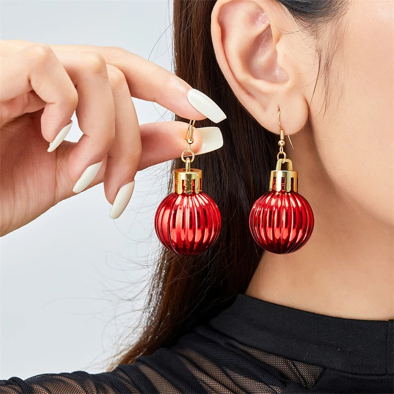 Christmas Colorful Light Bulb Ball Shaped Drop Earrings