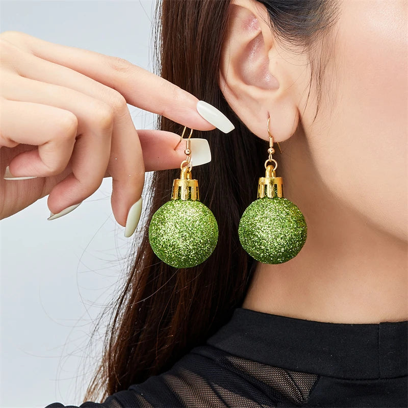 Christmas Colorful Light Bulb Ball Shaped Drop Earrings