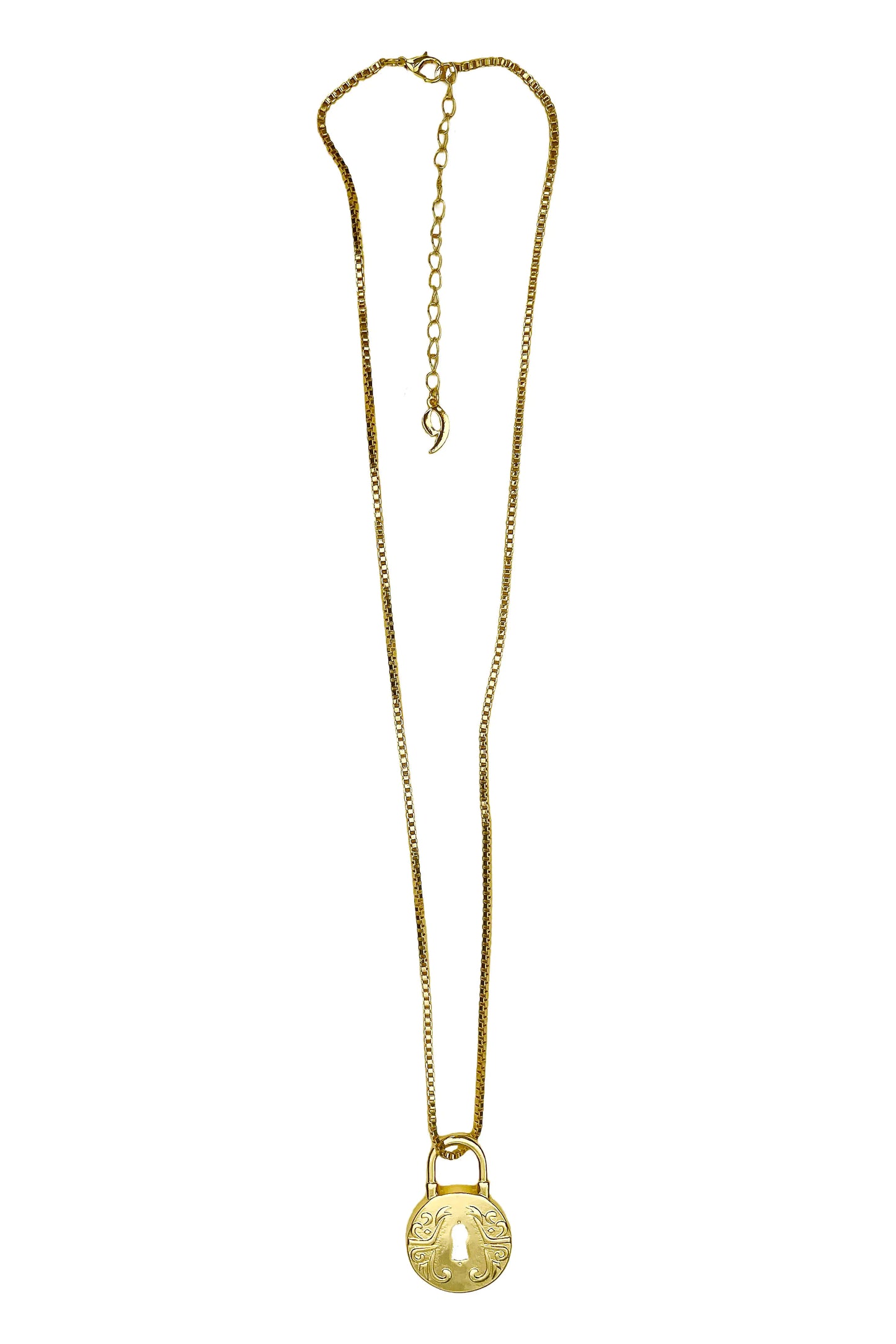 Vintage Floral Lock Pendant Necklace