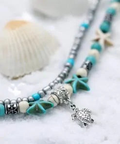 Handmade Sea Star Turtle Anklet