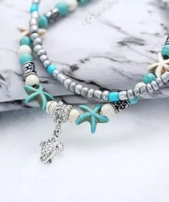 Handmade Sea Star Turtle Anklet